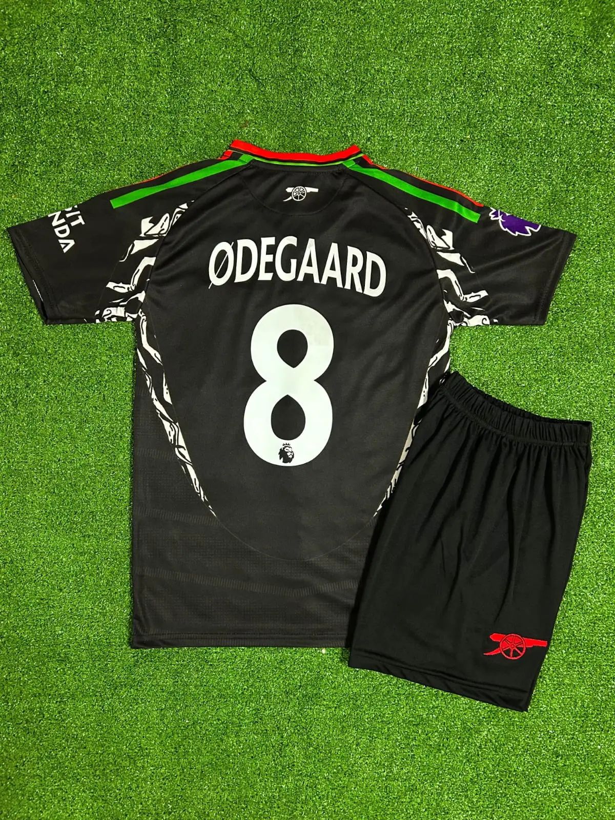 Arsenal 2024/25 Yeni Sezon Martin Ødegaard Deplasman Çocuk Forması 2'li Set (Black)