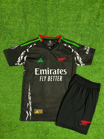 Arsenal 2024/25 Yeni Sezon Martin Ødegaard Deplasman Çocuk Forması 2'li Set (Black)