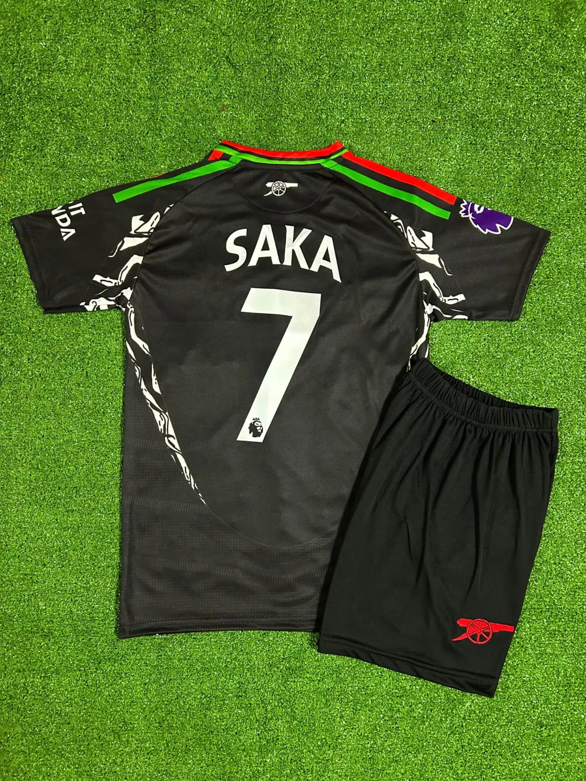 Arsenal 2024/25 Yeni Sezon Bukayo Saka   Deplasman Çocuk Forması 2'li Set (Black)