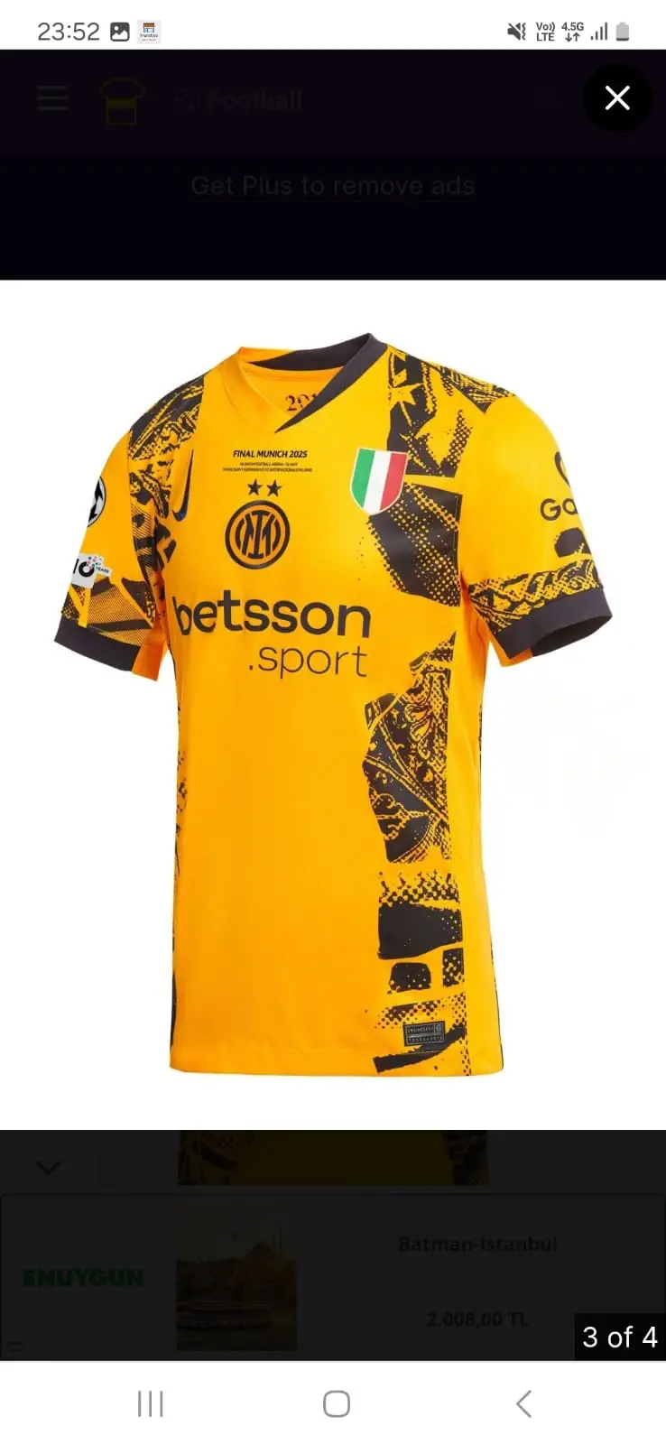 İnter 2024/25 Sezonu Hakan Çalhanoğlu Alternatif Forması (Yellow)