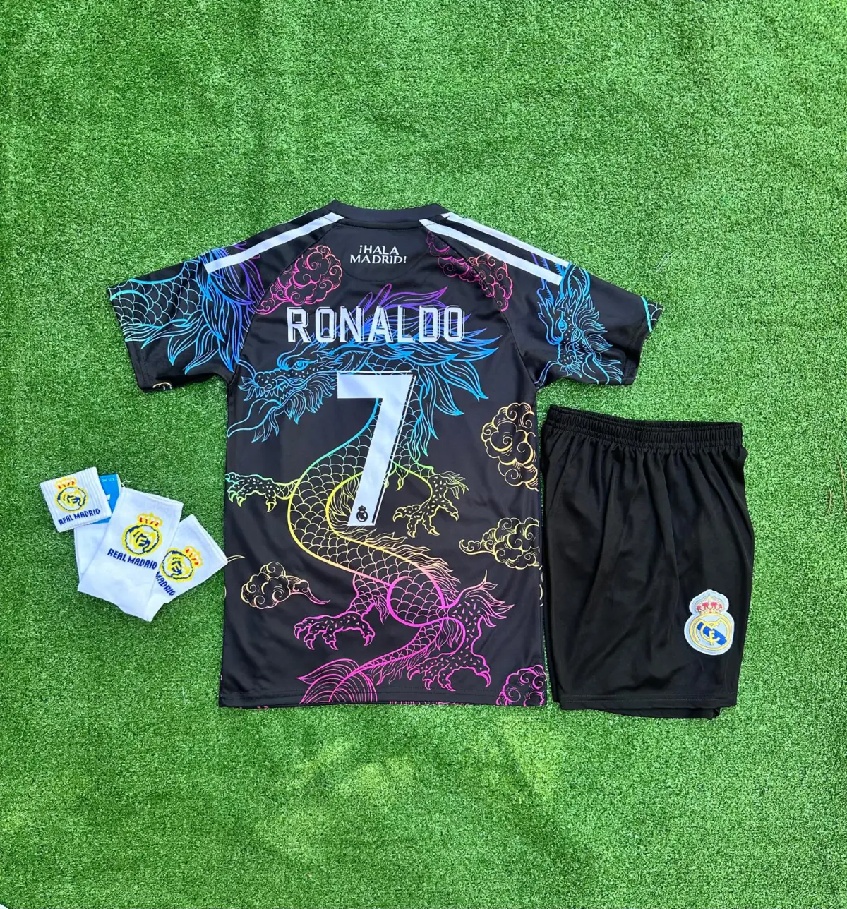 Real Madrid Ejderha Desenli Cristiano Ronaldo Çocuk Forması 4'LÜ Set (Armalı New