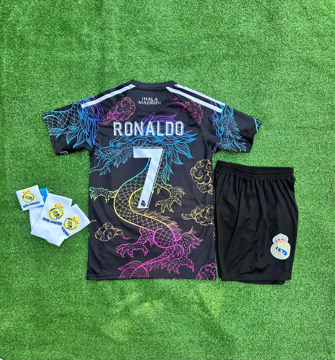 Real Madrid Ejderha Desenli Cristiano Ronaldo Çocuk Forması 4'LÜ Set (Armalı New