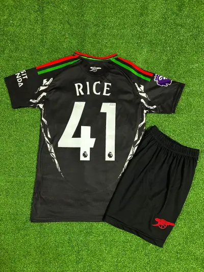 Arsenal 2024/25 Yeni Sezon Declan Rice Deplasman Çocuk Forması 2'li Set (Black)